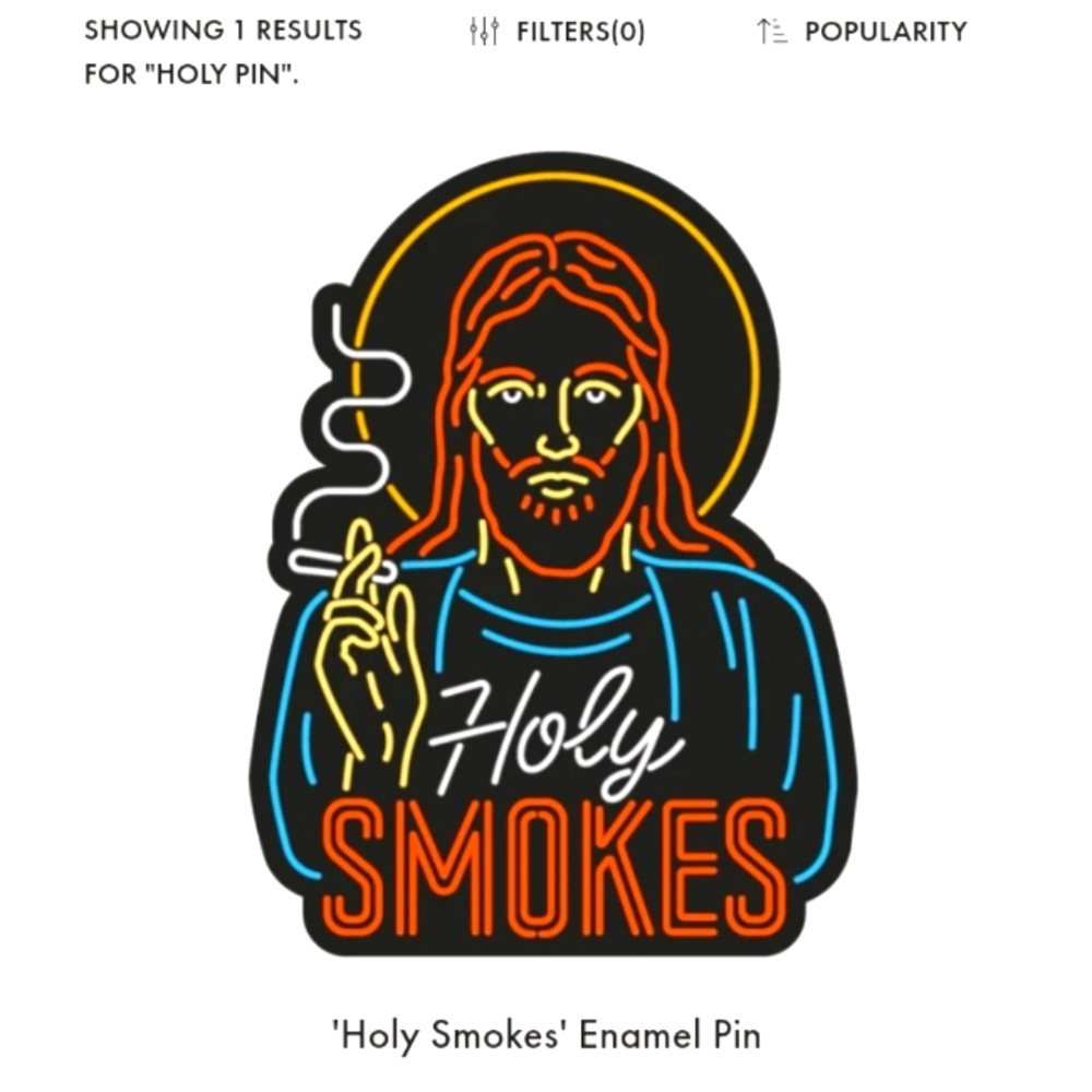 HOLY SMOKES Enamel and Metal Pin w Backing - Picture 1 of 1